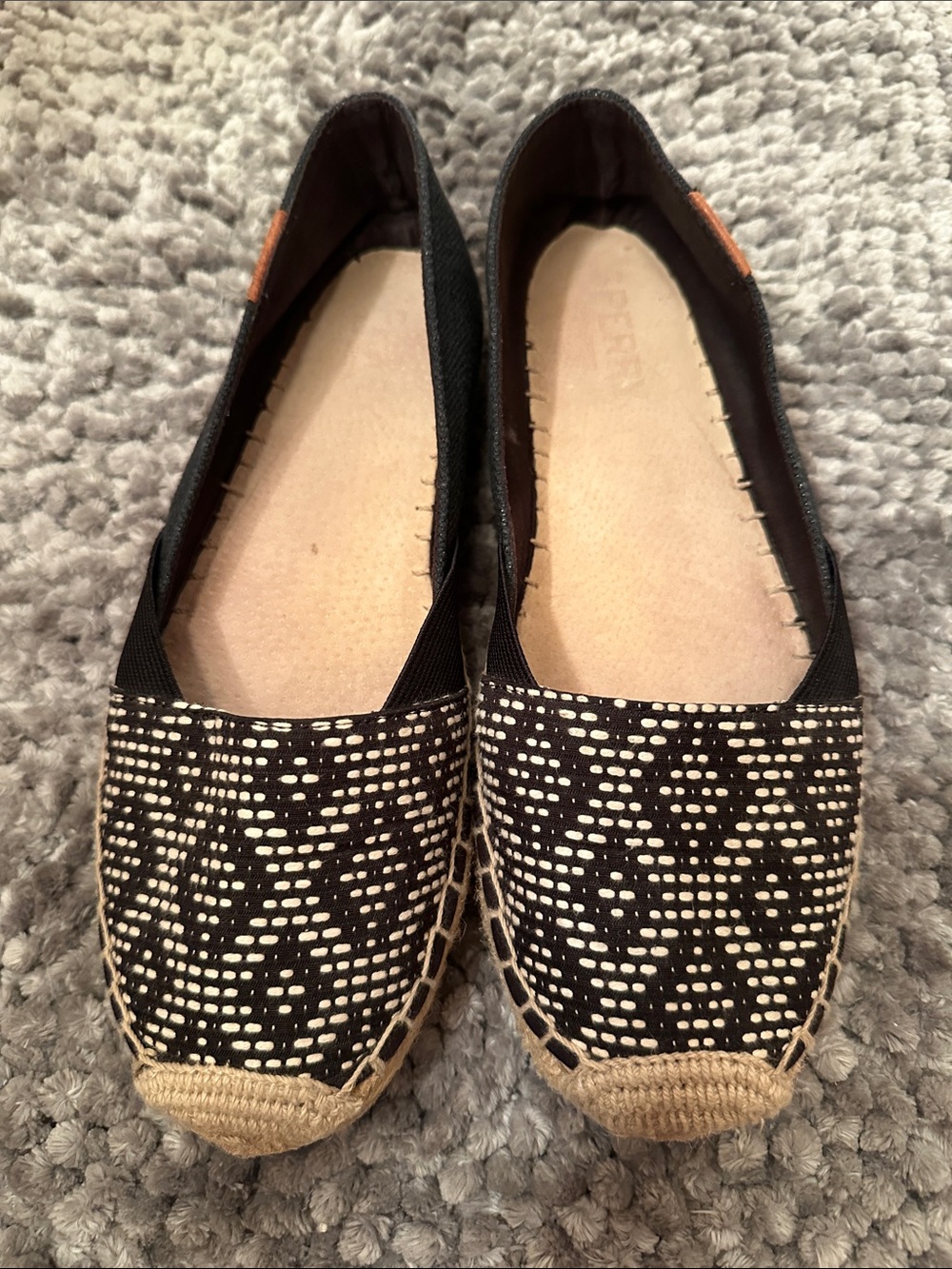 Sperry Black & Cream Patterned Espadrille Slip-Ons